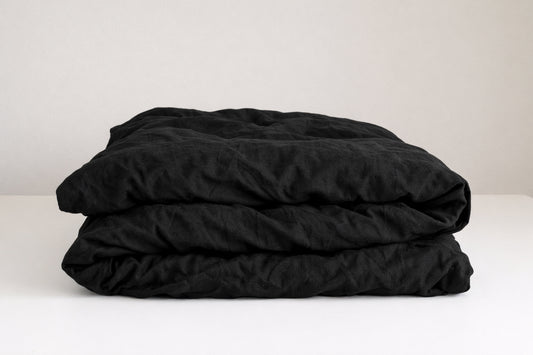 Black Linen Bedding Set