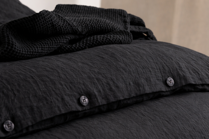 Black Linen Bedding Set