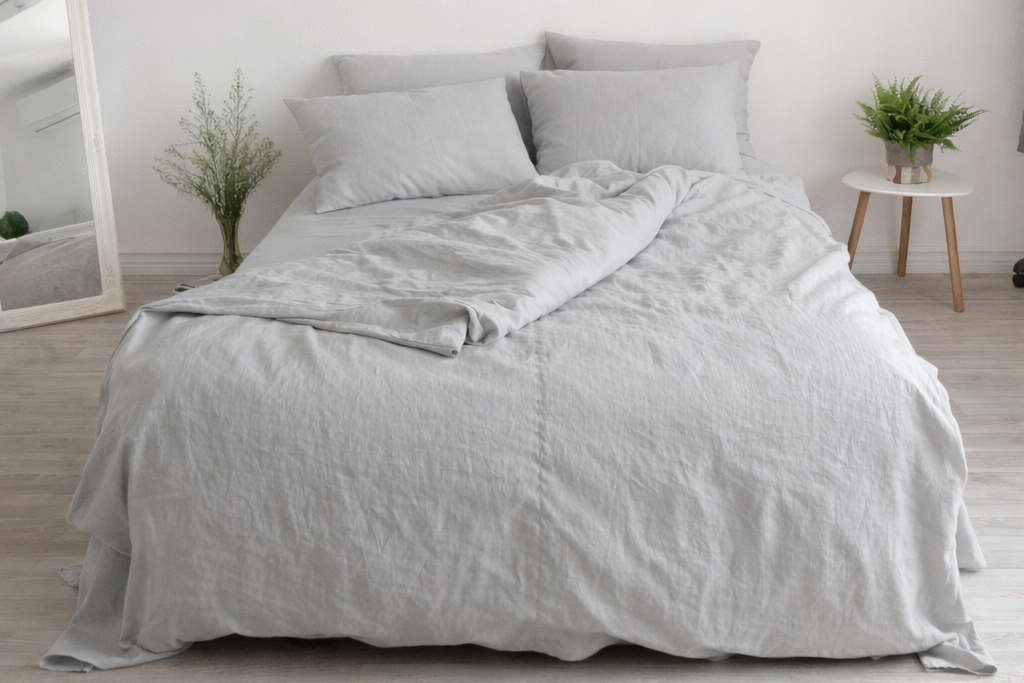 Light Grey Linen Bedding Set
