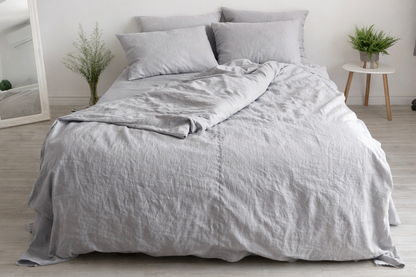 Light Grey Linen Bedding Set