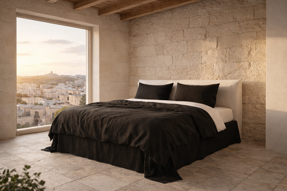 Black Linen Bedding Set
